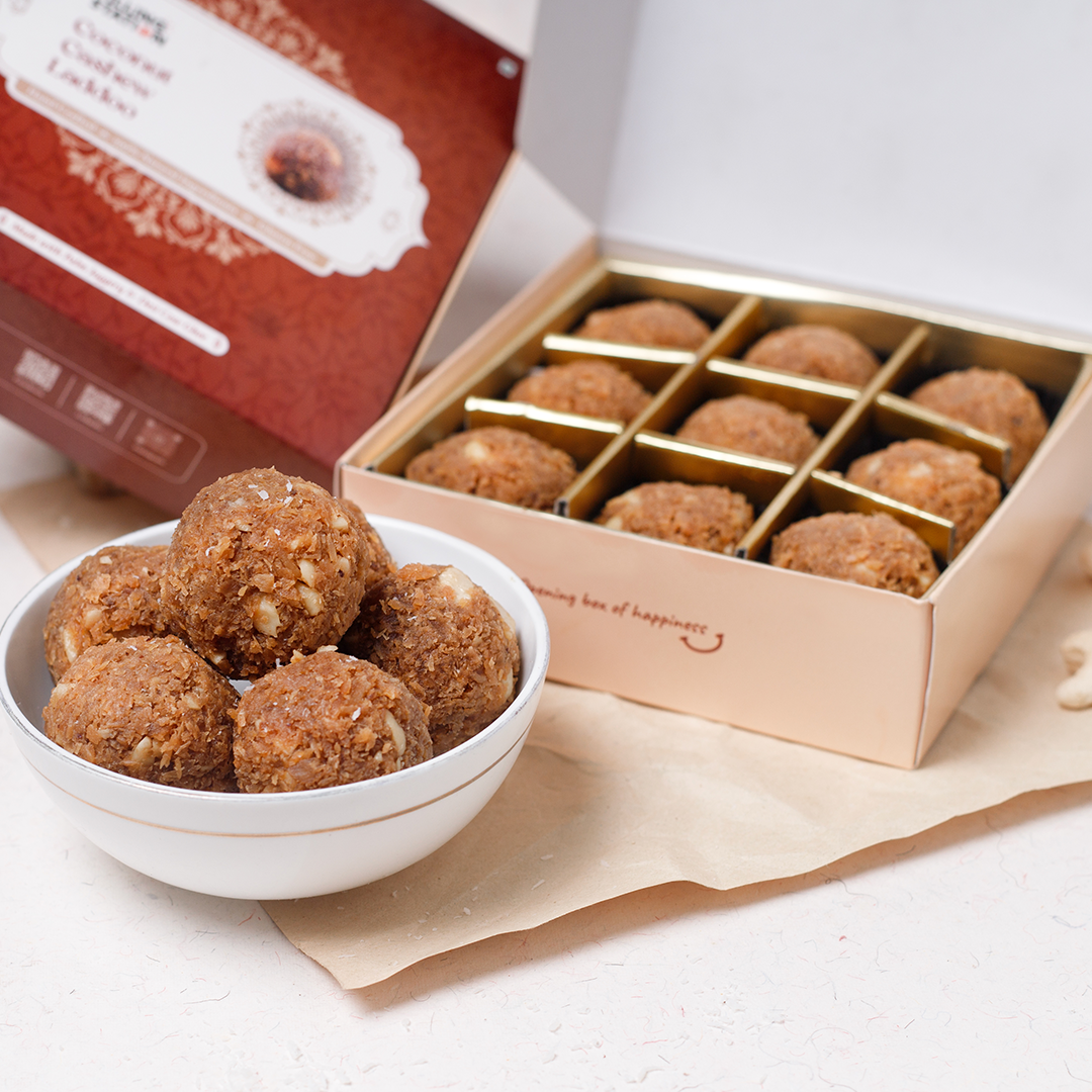 Coconut Cashew Laddoo with Palm Jaggery