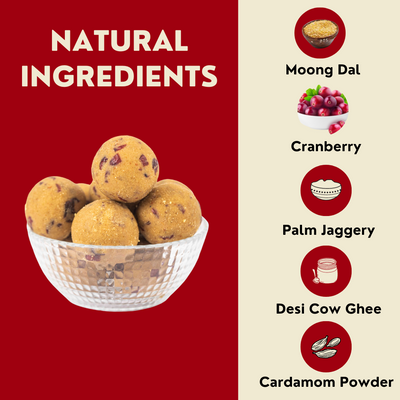 Moongdal Cranberry Laddoo with Palm Jaggery