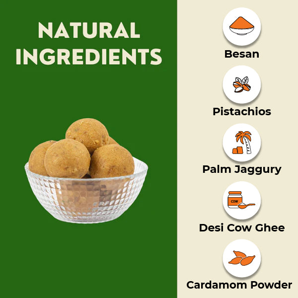 Assorted Guilt Free Laddoo - Besan Pistachio Laddoo + Coconut Cashew Laddoo + Moongdal Cranberry Laddoo (250 gms)