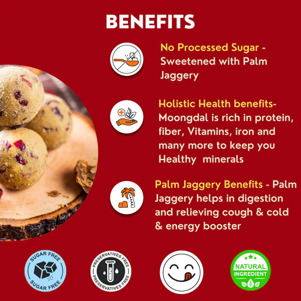 Assorted Guilt Free Laddoo - Besan Pistachio Laddoo + Coconut Cashew Laddoo + Moongdal Cranberry Laddoo (250 gms)