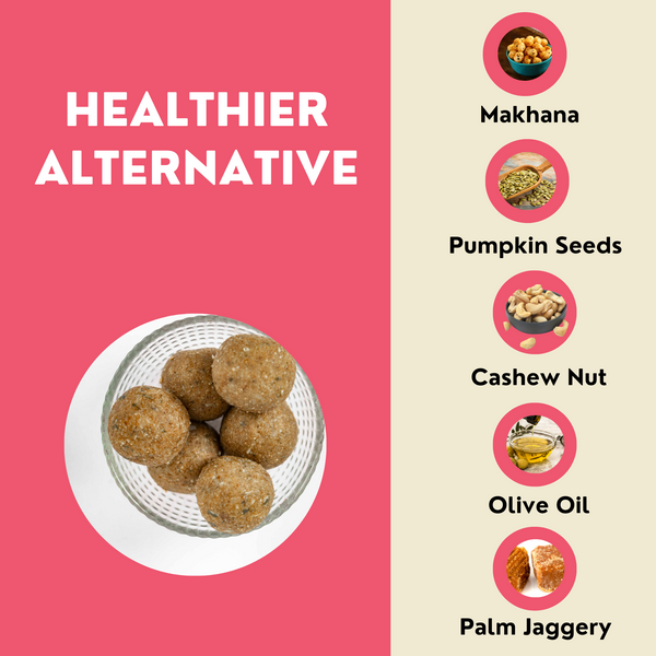 Ganapati Gift Hamper - Healthy Heart Laddoo + Natural Immunizer laddoo + Fireup Laddoo + Gond Laddoo + Panjiri Laddoo (500 GM)