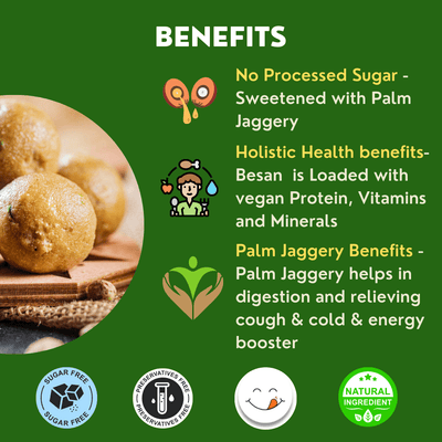 Besan Pistachio Laddoo with Palm Jaggery